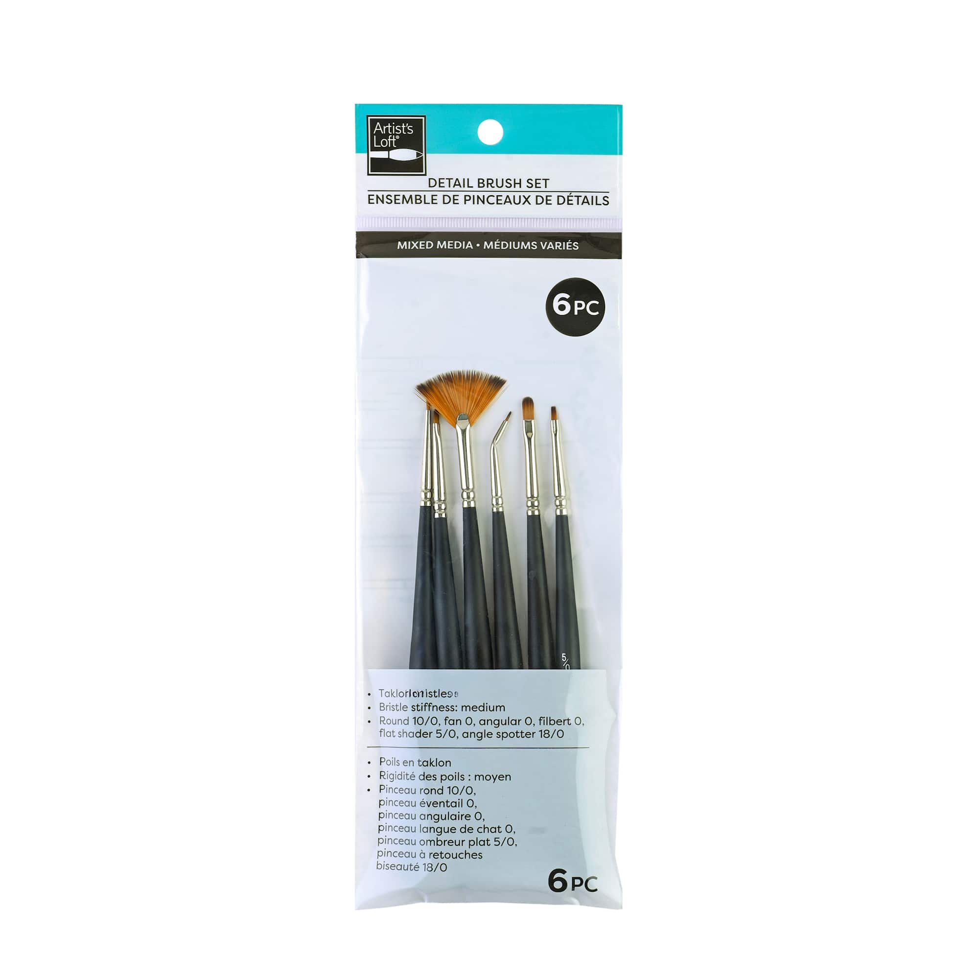 6-Piece Mixed Media Detail Brush Set by Artist's Loft®